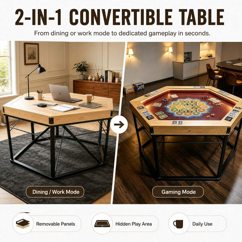 Hex Convertible Game Dining Table