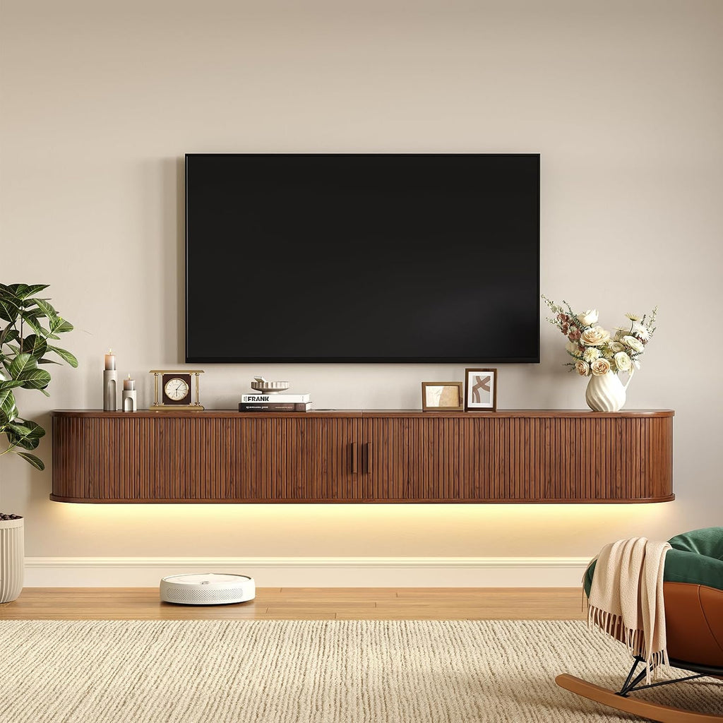 71" Walnut Floating TV Stand