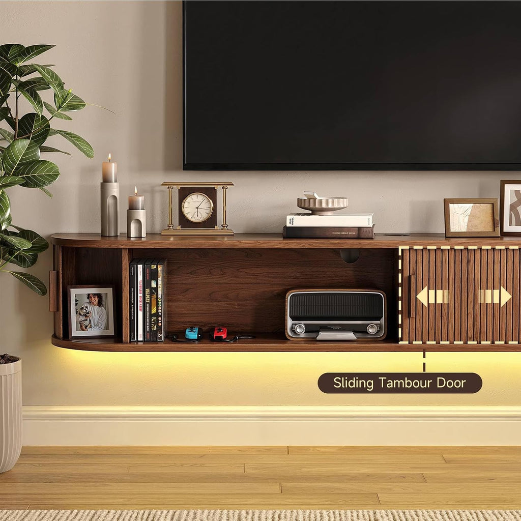 71" Walnut Floating TV Stand
