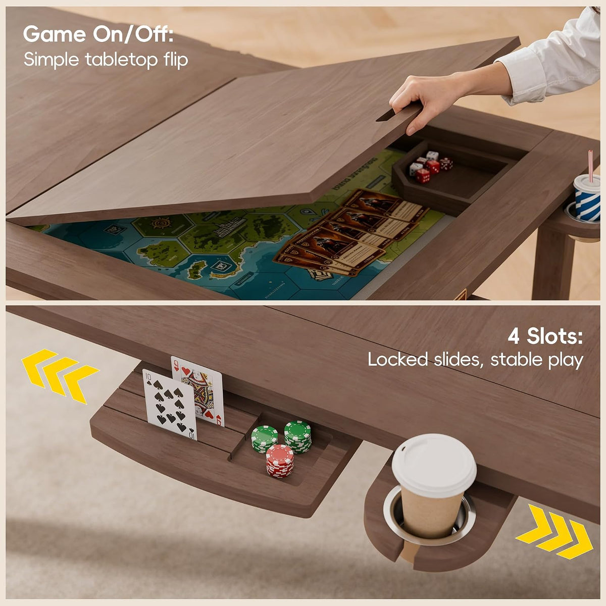 Walnut Removable Top Game Table