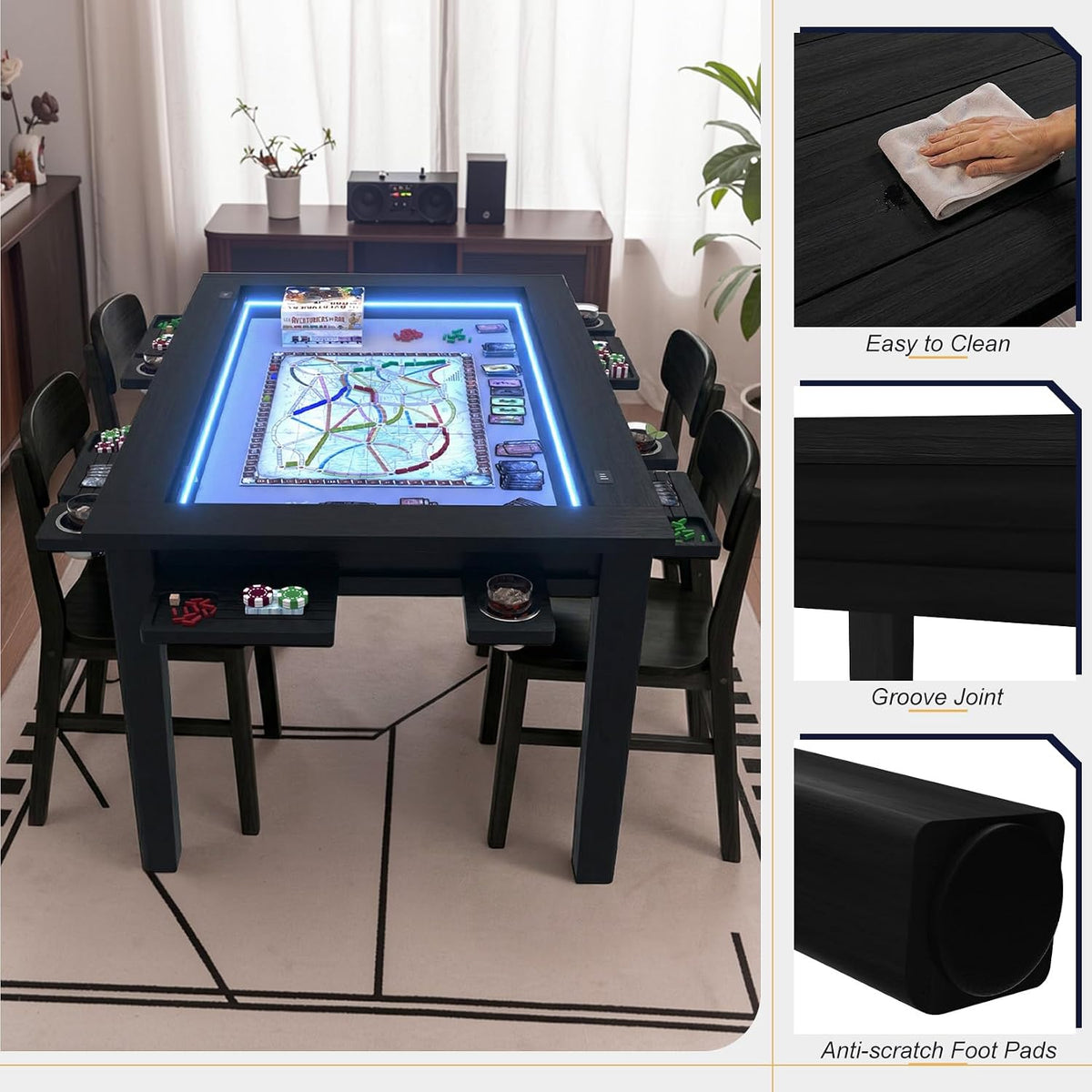 LED Removable Top Game Dining Table
