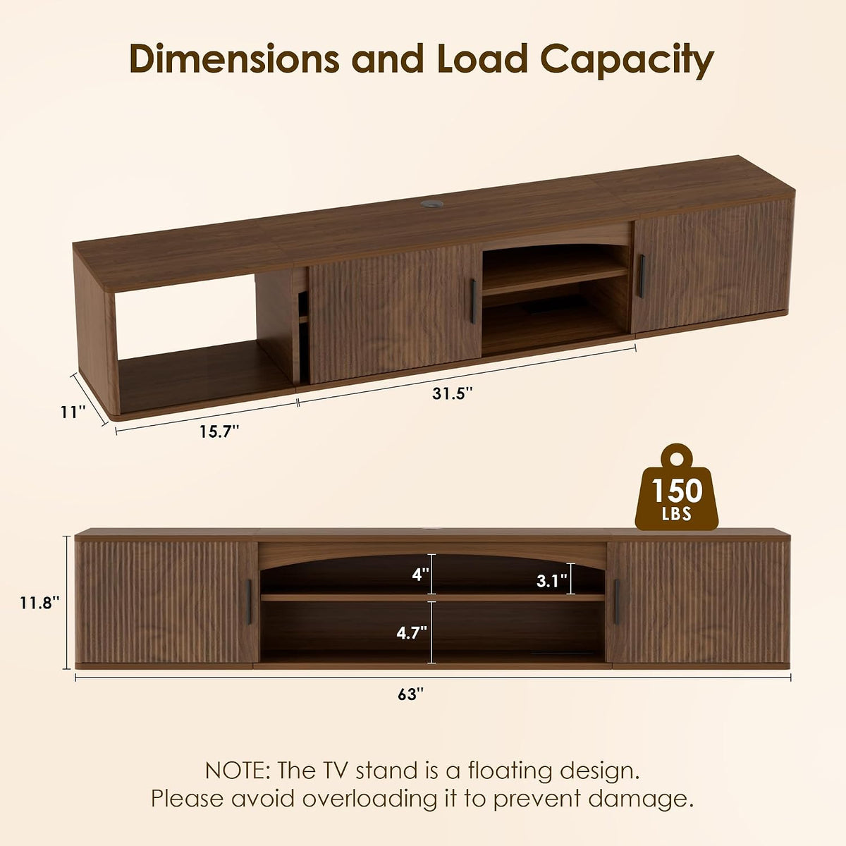 63" Floating TV Console