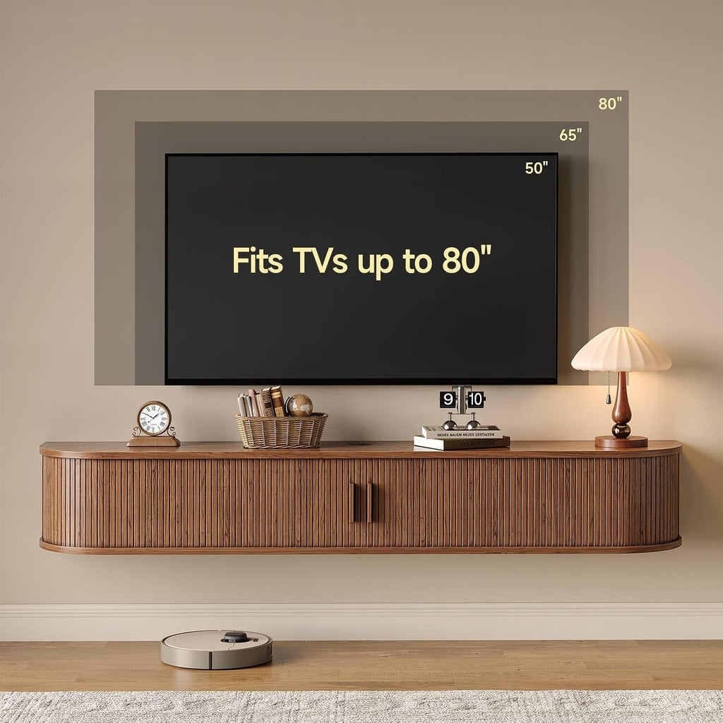 71" Walnut Floating TV Stand