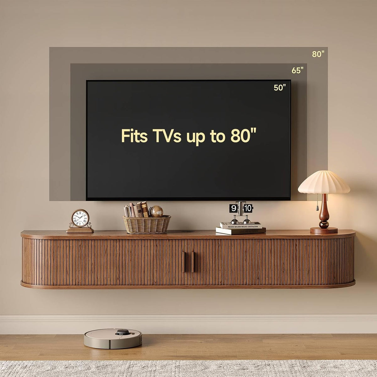 71" Walnut Floating TV Stand