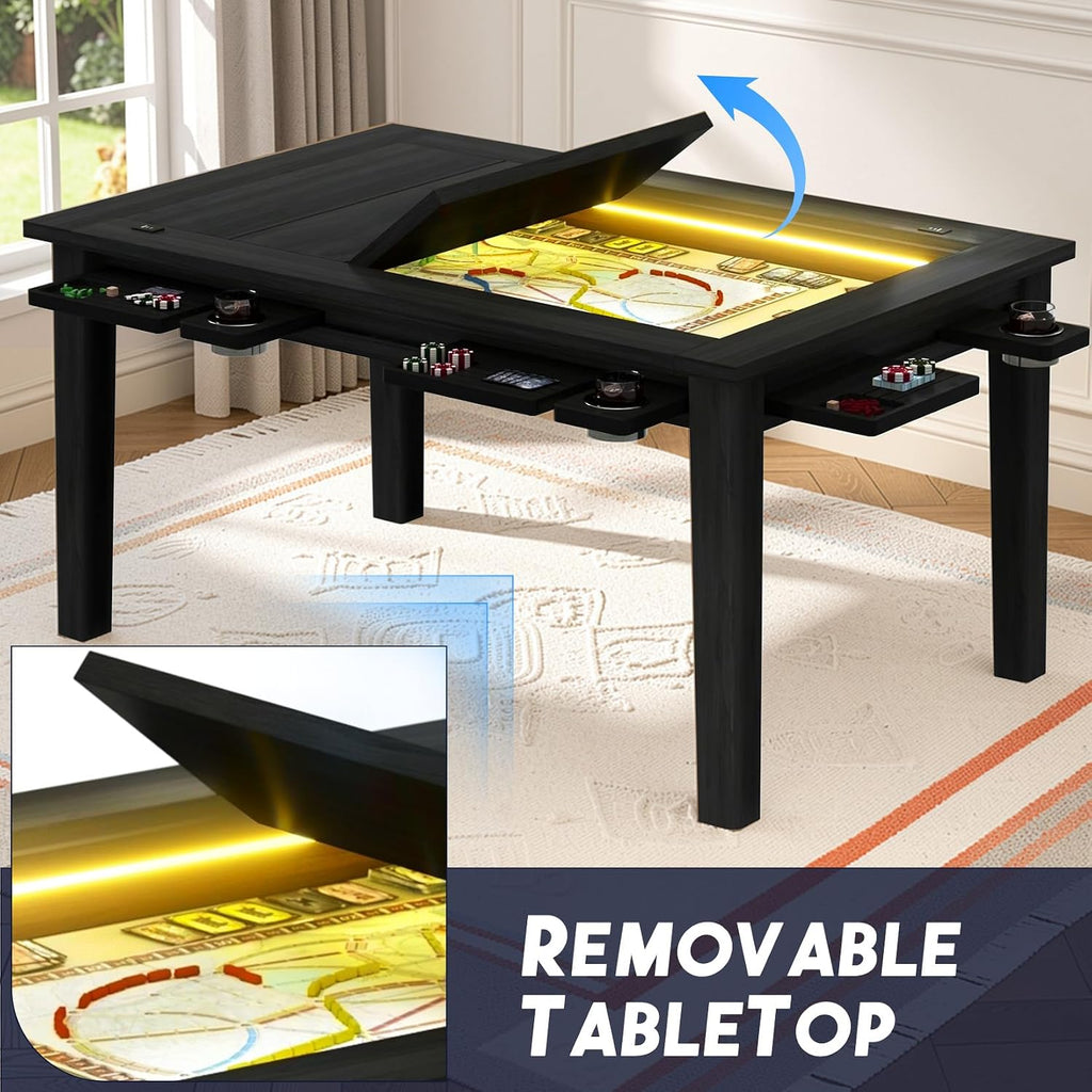 LED Removable Top Game Dining Table