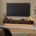 86.6" Walnut Floating RGB TV Console