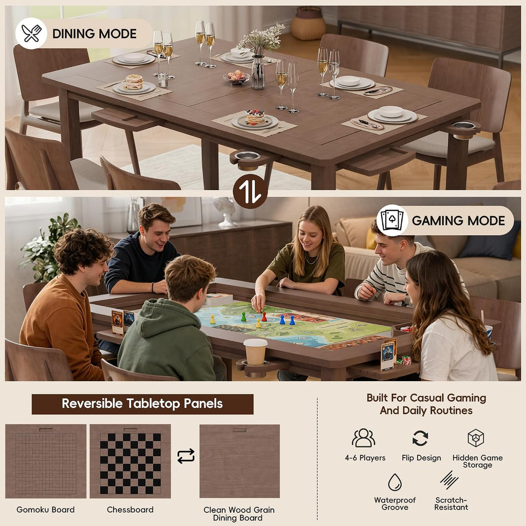 Walnut Removable Top Game Table