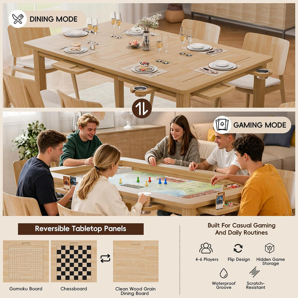 Oak Removable Top Board Game Table