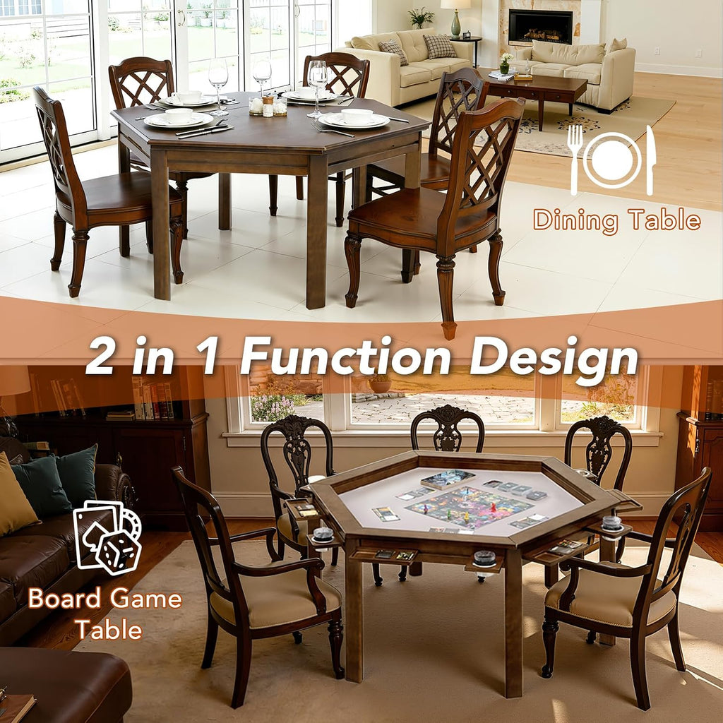 Hex Solid Wood Game Dining Table