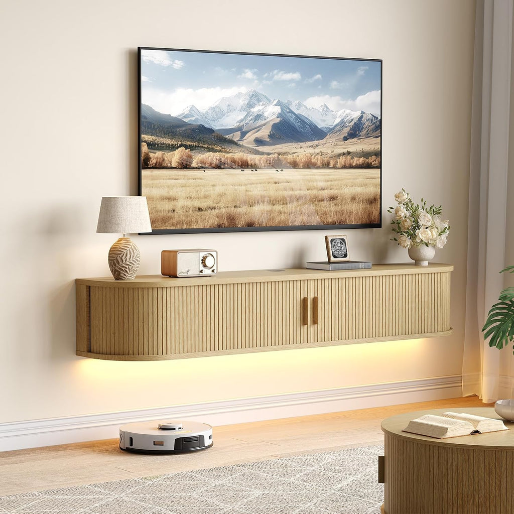 63" Oak Floating TV Stand