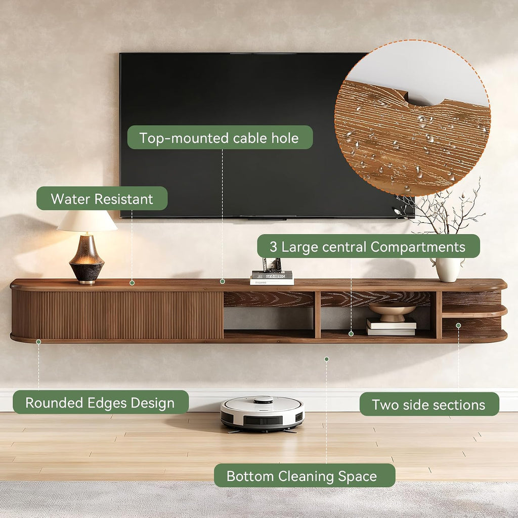 71" Solid Wood Floating TV Stand