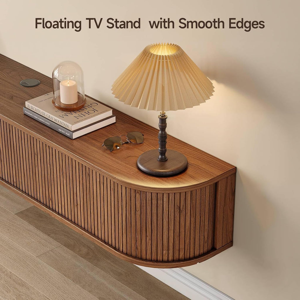 71" Walnut Floating TV Stand
