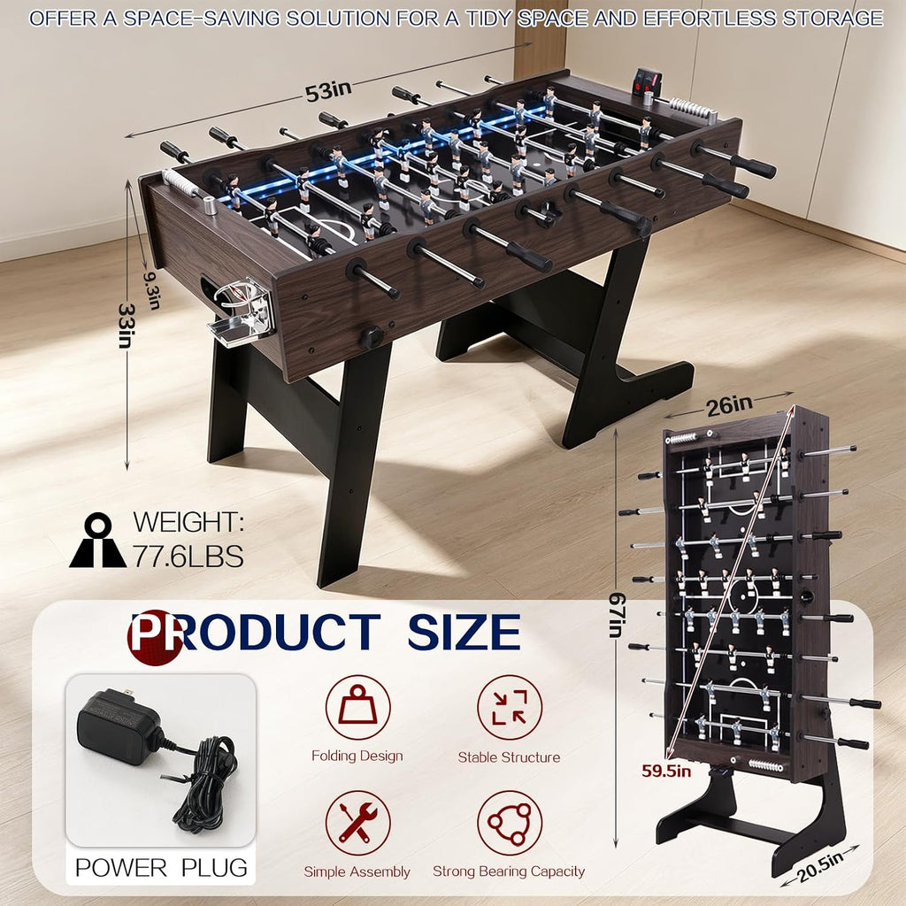 53" LED Folding Foosball Table
