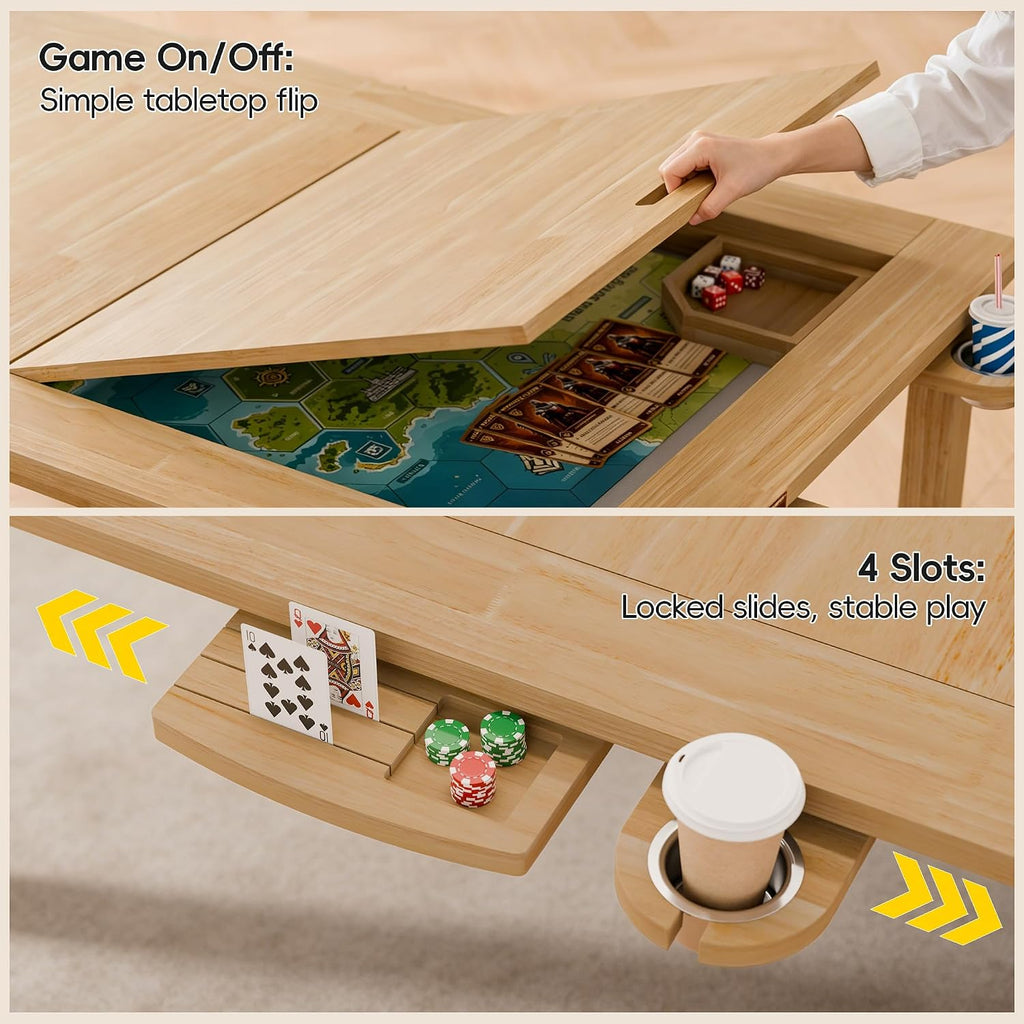 Oak Removable Top Board Game Table