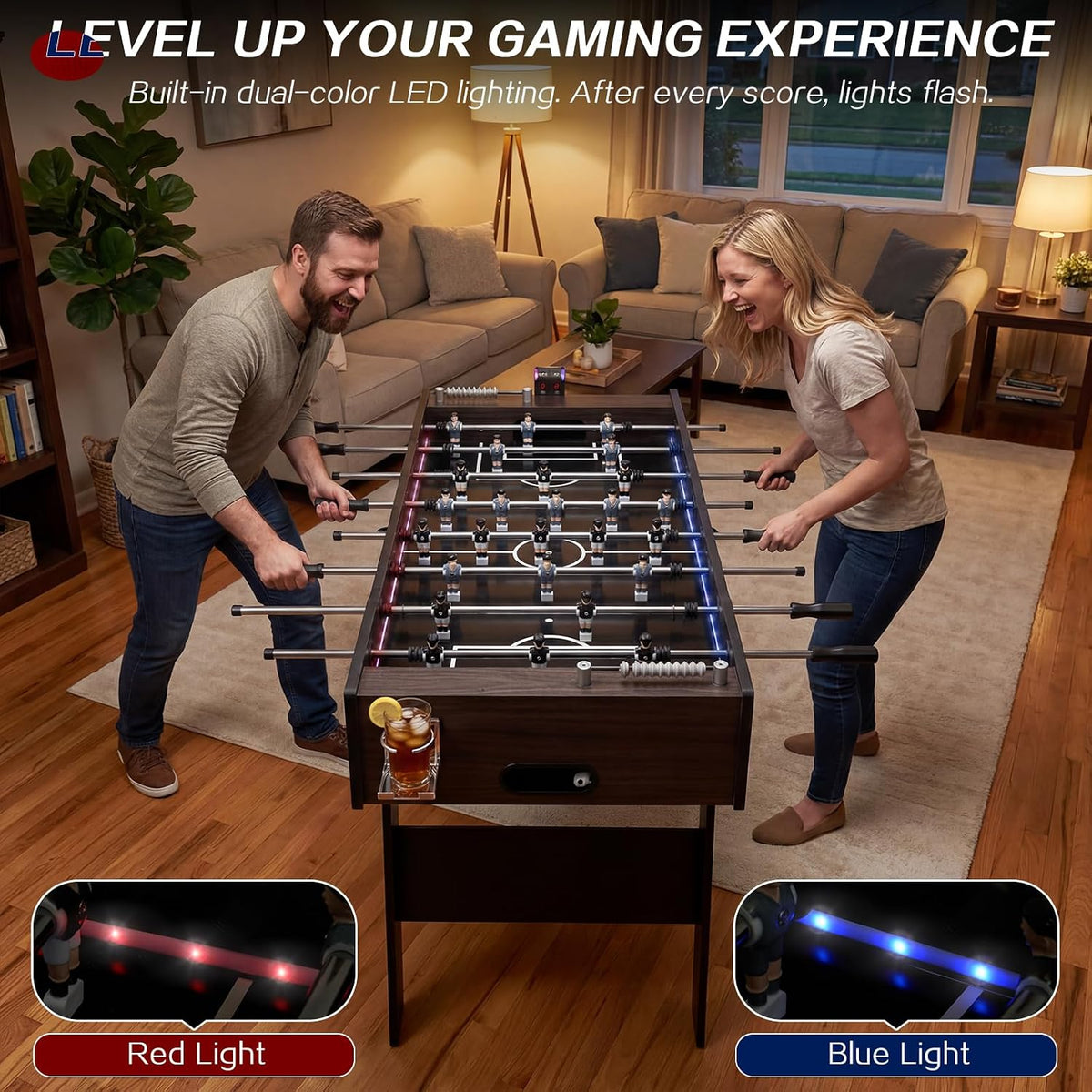 53" LED Folding Foosball Table