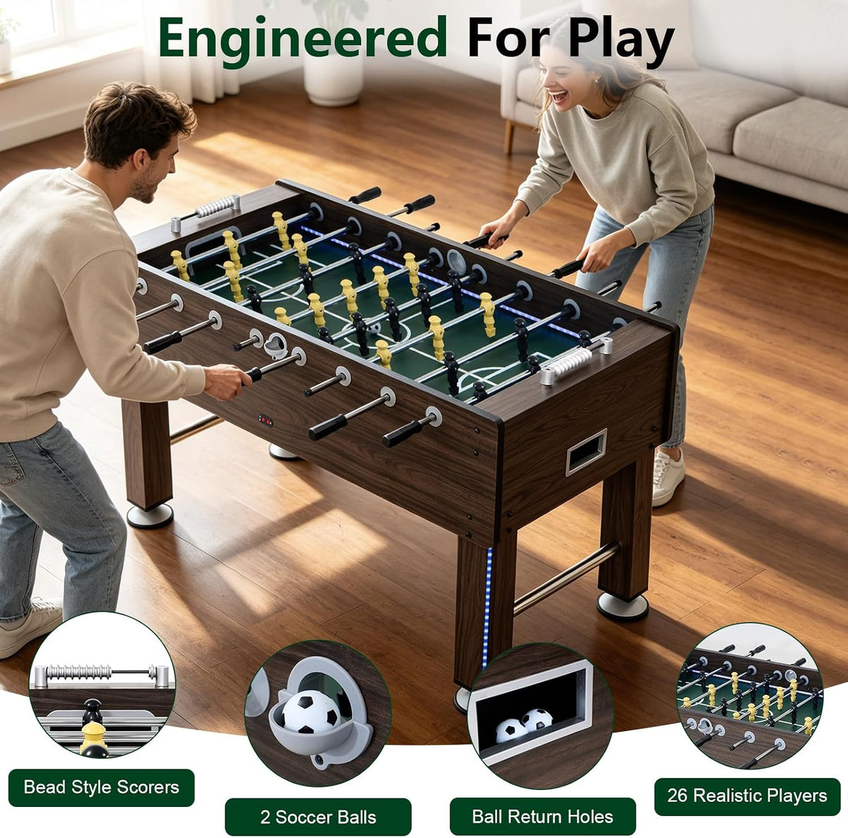 55" LED Competition Foosball Table