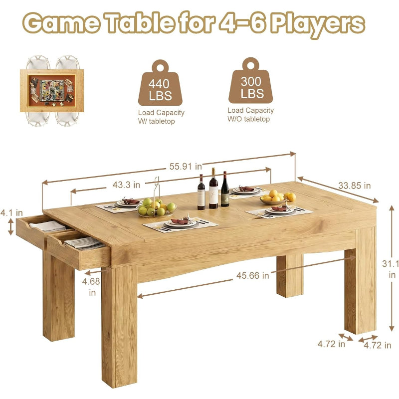 2-in-1 Gaming Dining Board Game Table