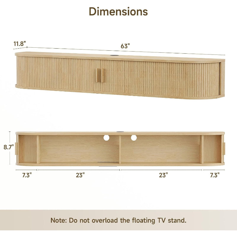 63" Oak Floating TV Stand